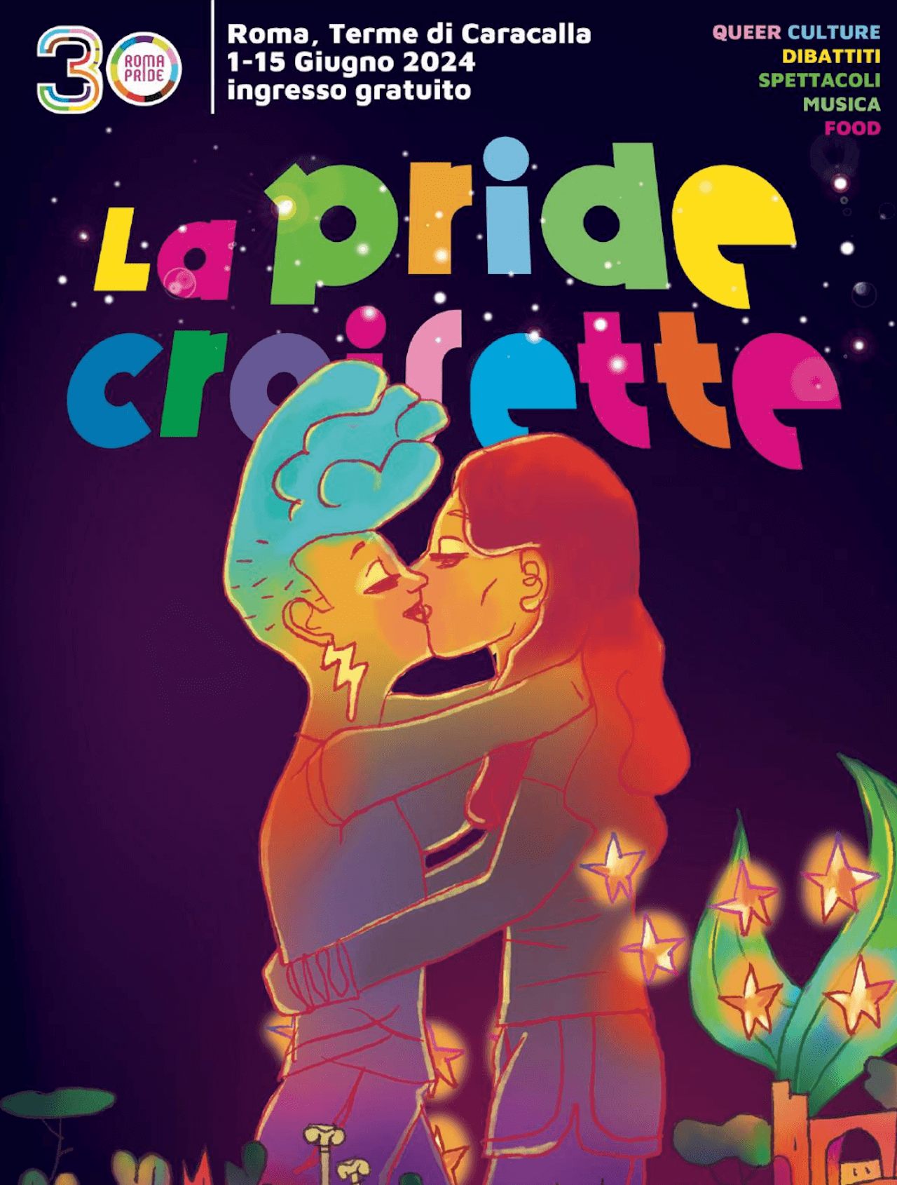 Roma Pride 2024, manifesto politico, nuovo percorso e via alla Pride Croisette con Patty Pravo - Pride Croisette logo - Gay.it